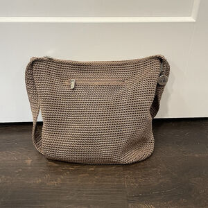 The Sak Shoulder Bag Tan Crochet Hobo Casual Boho Travel Beach Purse Handbag
